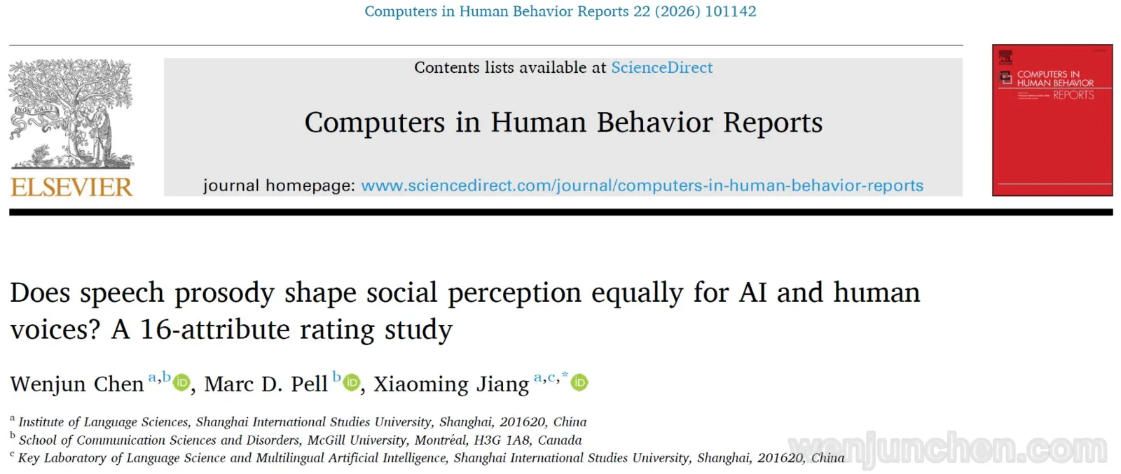 New Article in Computers in Human Behavior Reports!